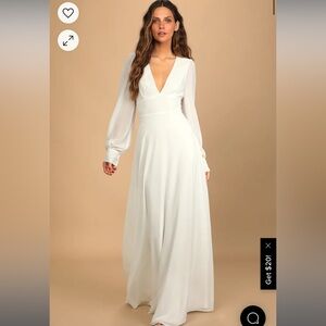 Talk About Divine White Long Sleeve Backless Maxi Dress